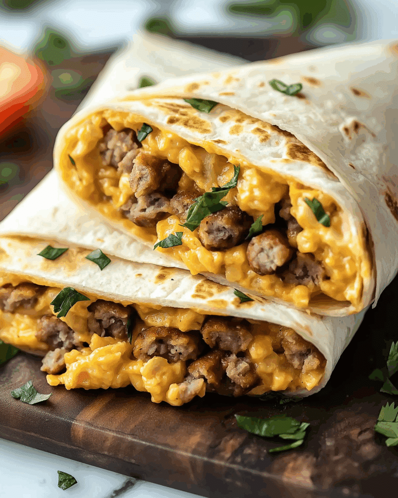 Air Fryer Turkey Sausage Breakfast Burrito