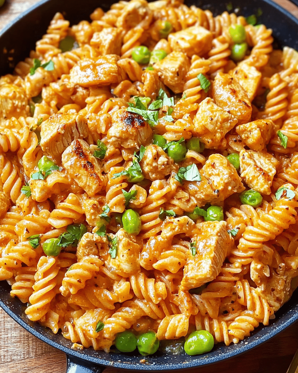 Cheesy Cajun Garlic Chicken Rotini Skillet