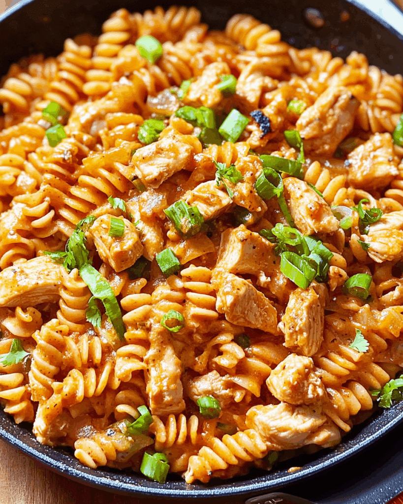 Cheesy Cajun Garlic Chicken Rotini Skillet