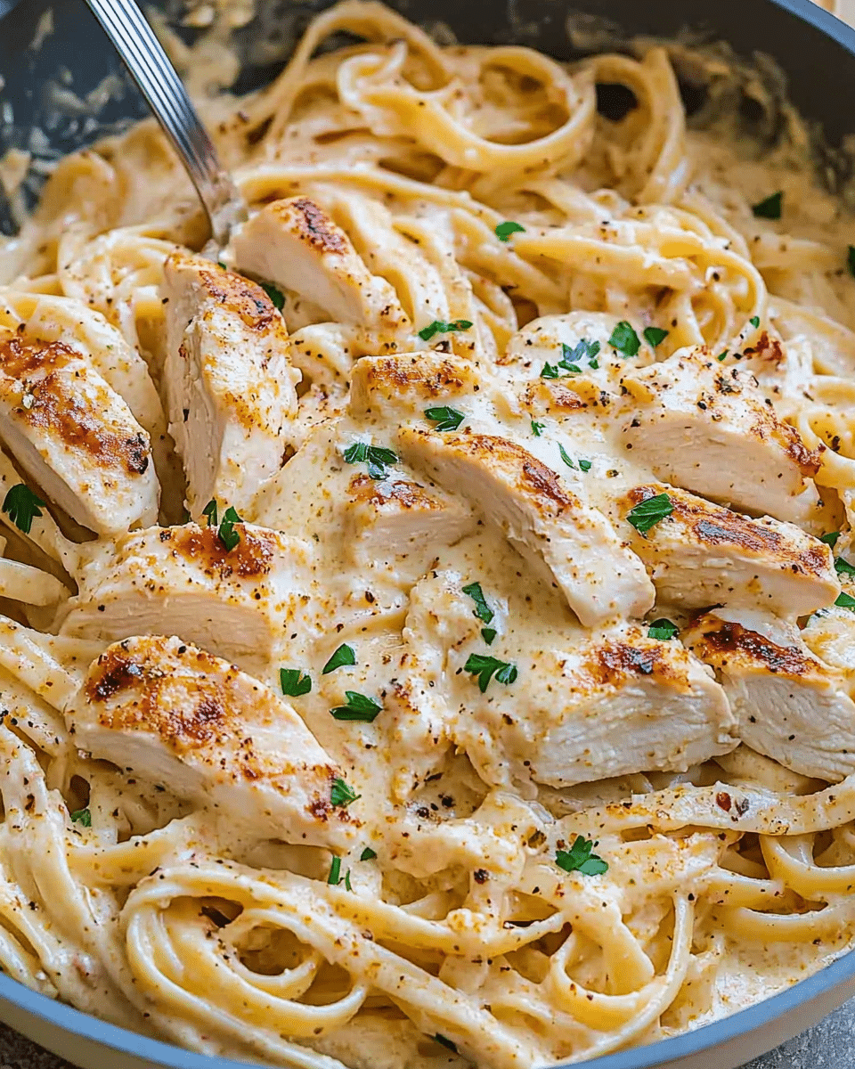 Creamy Cajun Chicken Linguine with Garlic Mozzarella Sauce