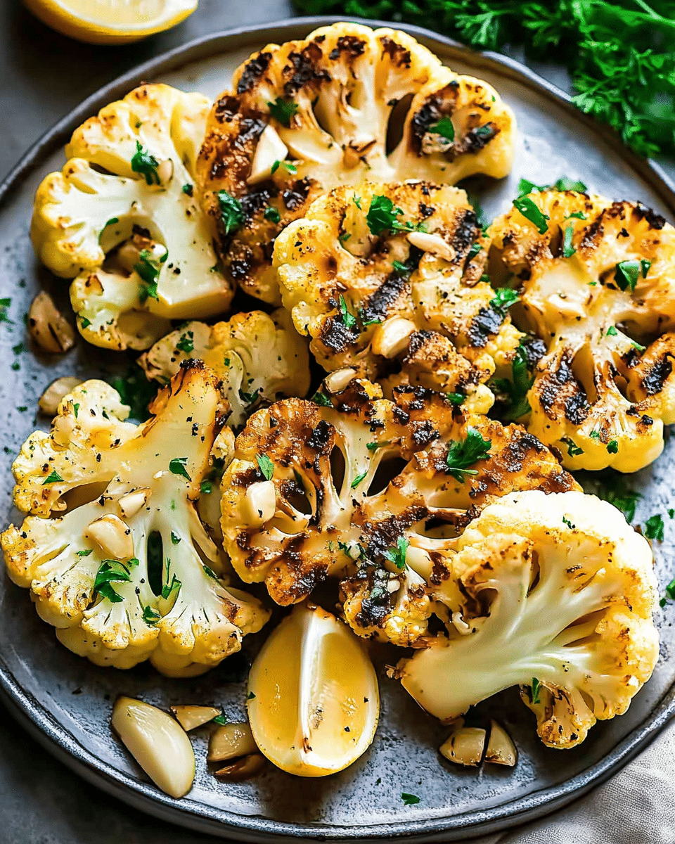 Grilled Garlic Cauliflower Steaks