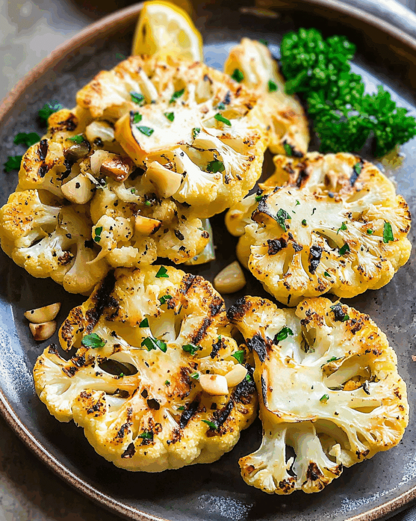 Grilled Garlic Cauliflower Steaks