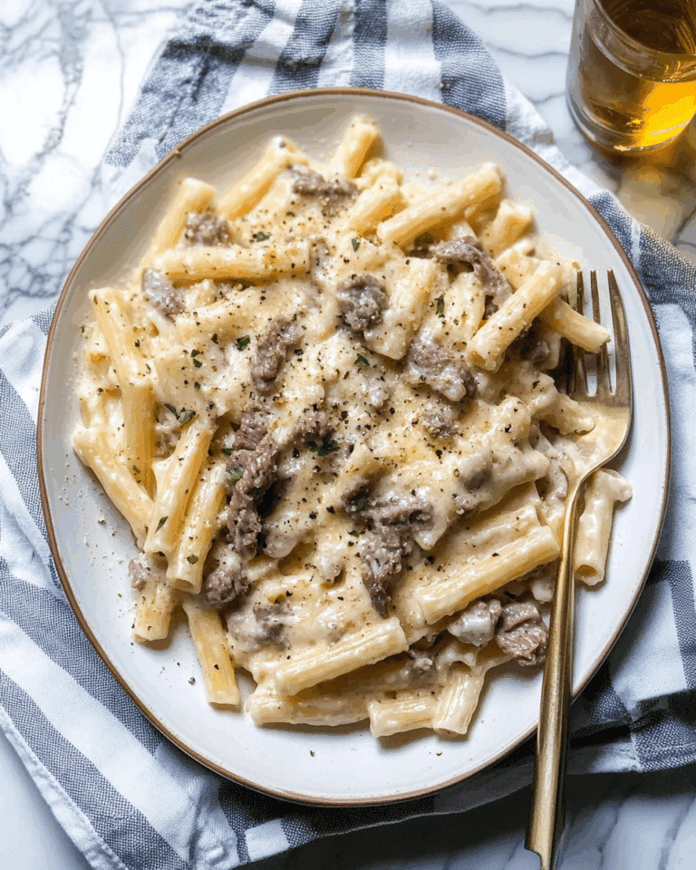 One-Pot Creamy Garlic Butter Beef Pasta