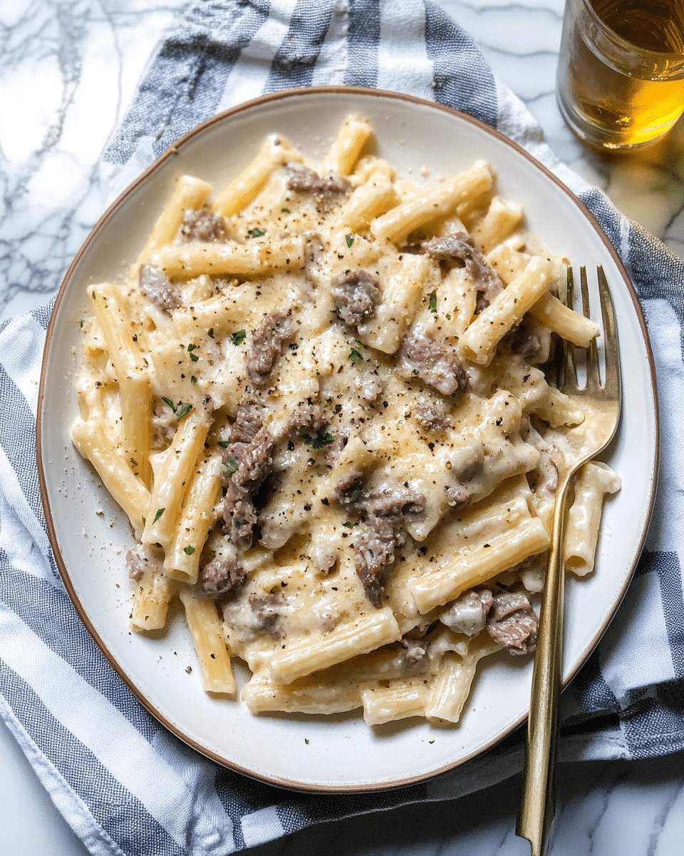 One-Pot Creamy Garlic Butter Beef Pasta