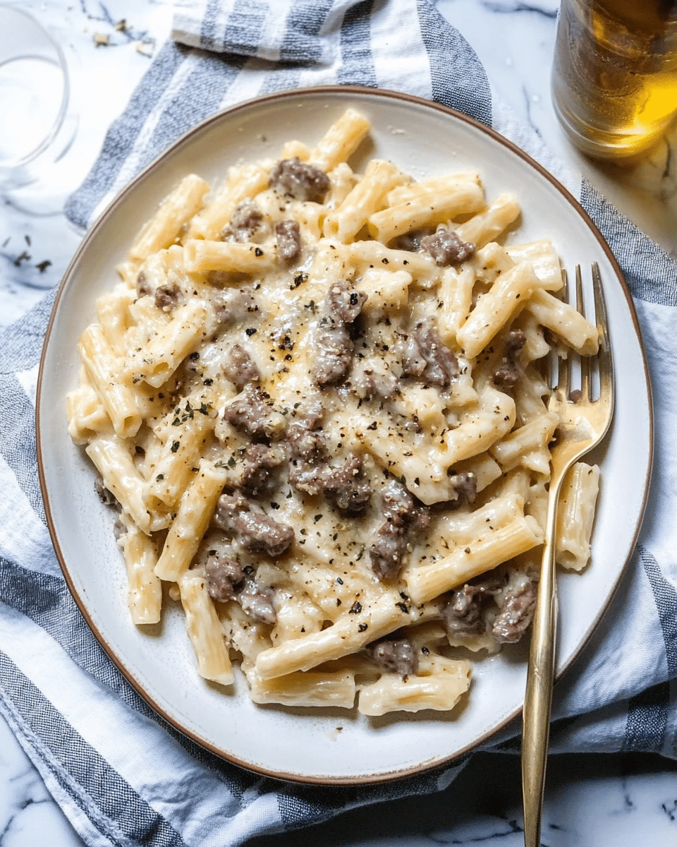 One-Pot Creamy Garlic Butter Beef Pasta