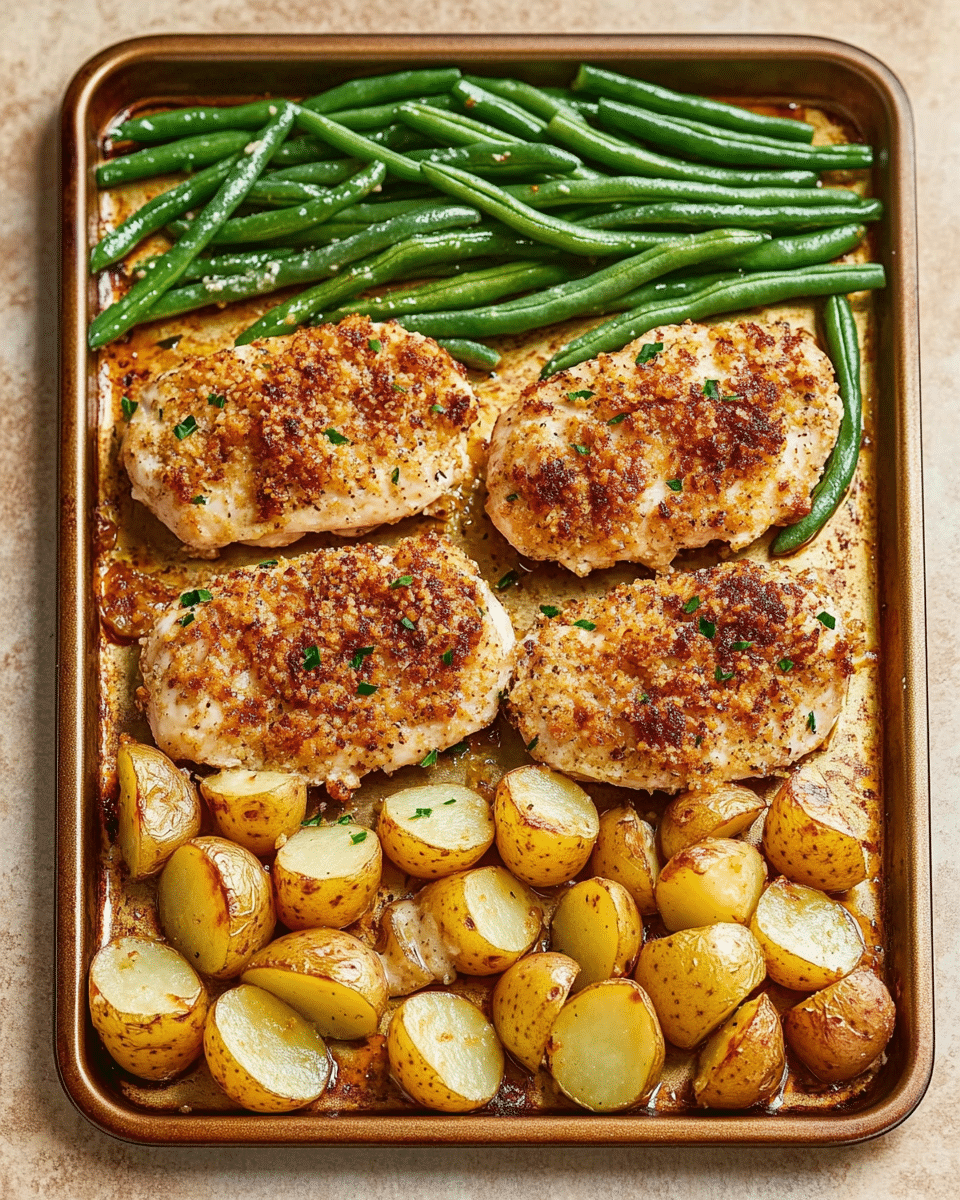 Parmesan Crusted Chicken Sheet Pan Dinner