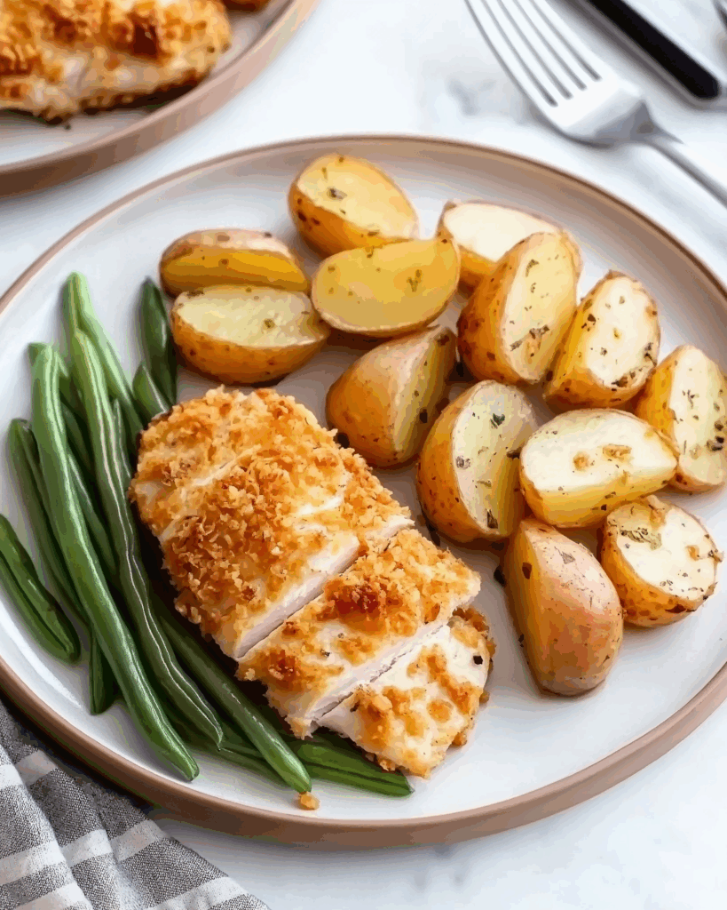 Parmesan Crusted Chicken Sheet Pan Dinner