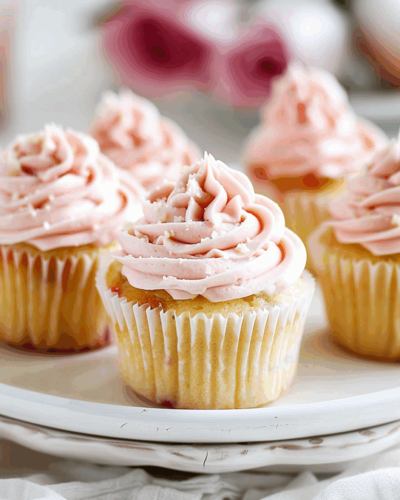 Rhubarb Honey Peach Cream Cheese Cupcakes