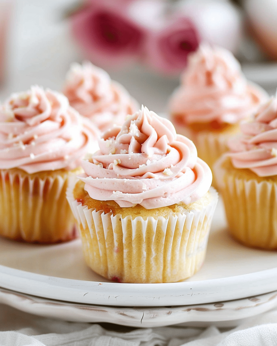 Rhubarb Honey Peach Cream Cheese Cupcakes