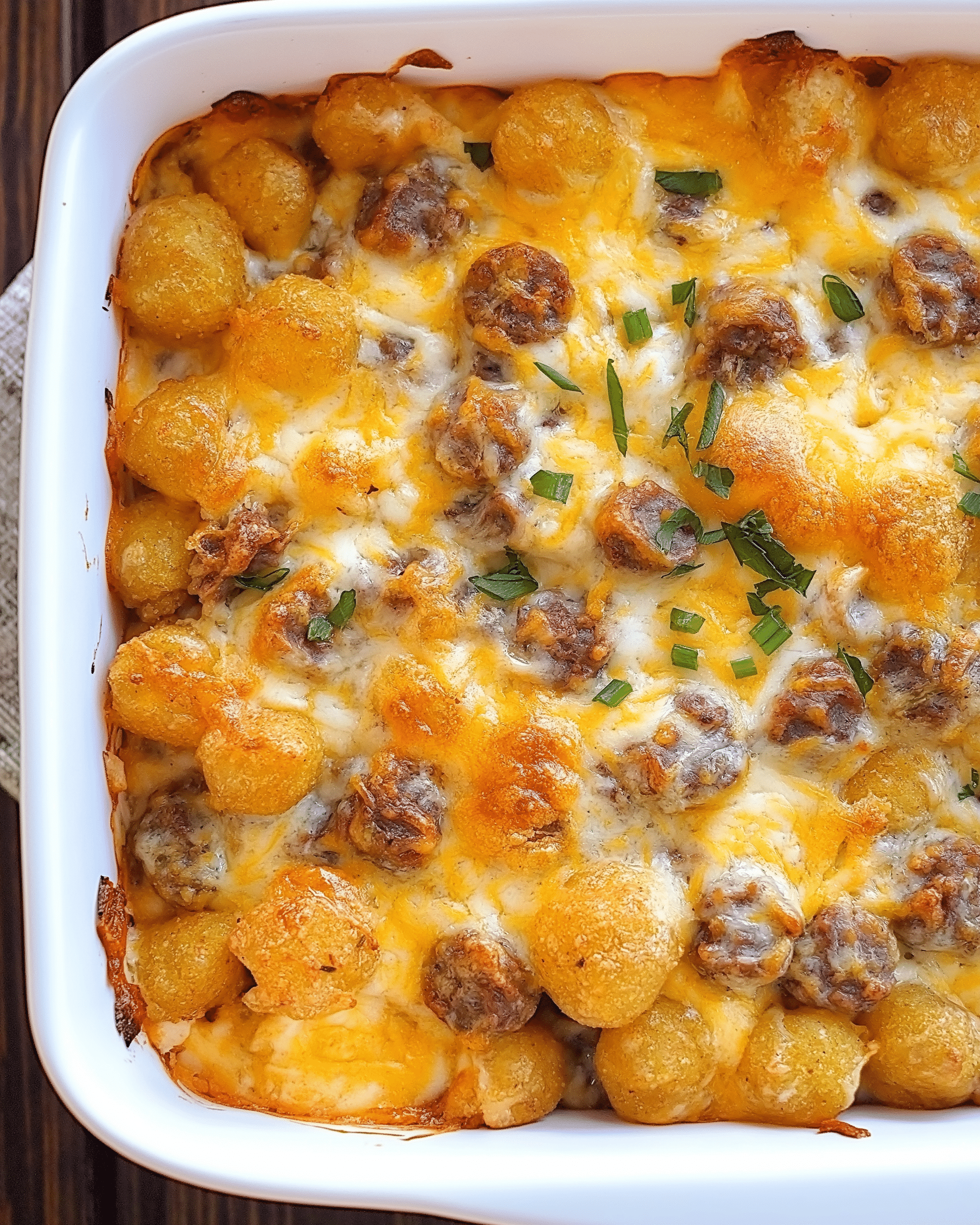 Tater Tot Turkey Sausage Breakfast Casserole