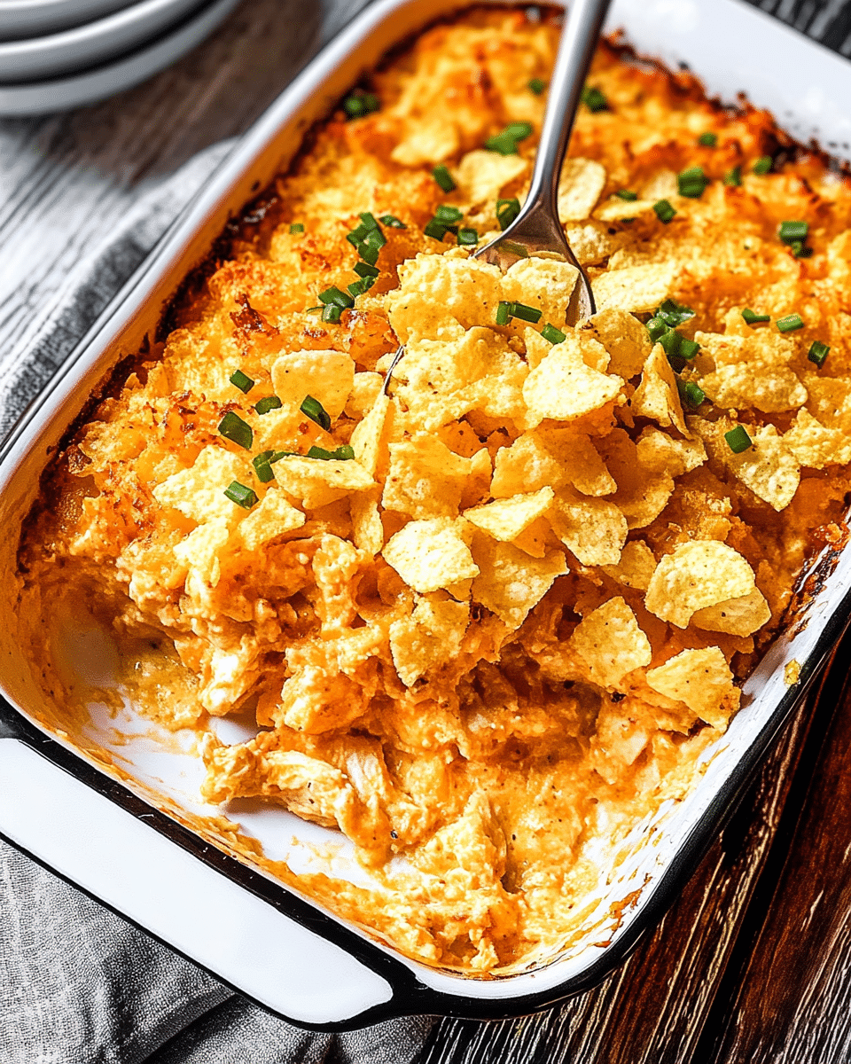 Buffalo Chicken Hash Brown Casserole
