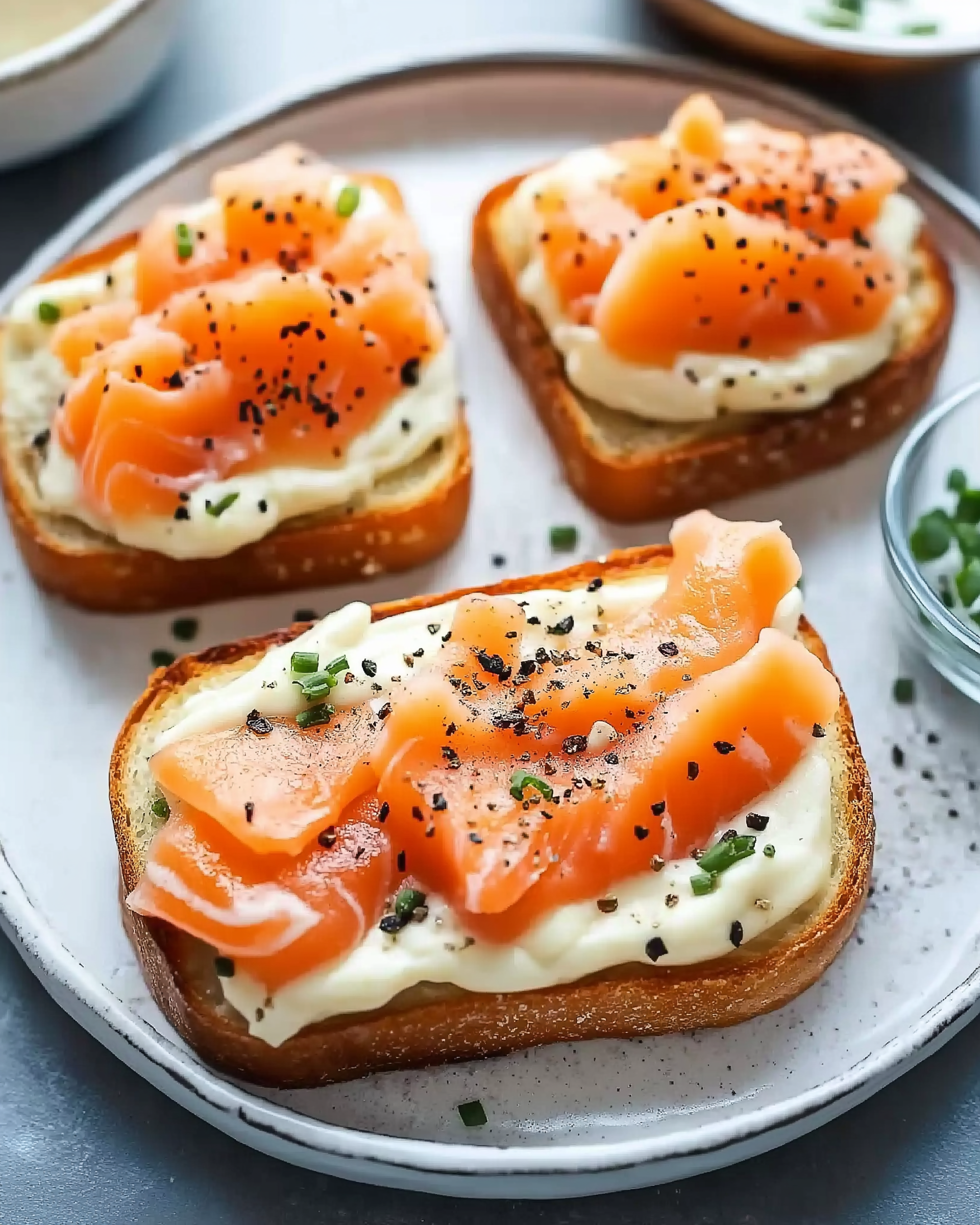 Cheesy Smoked Salmon Toasts