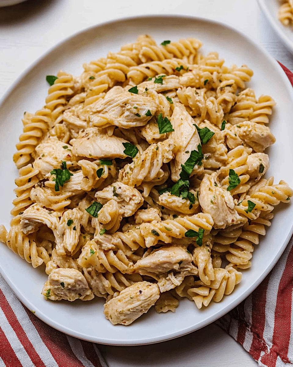 Crockpot Garlic Parmesan Chicken Pasta
