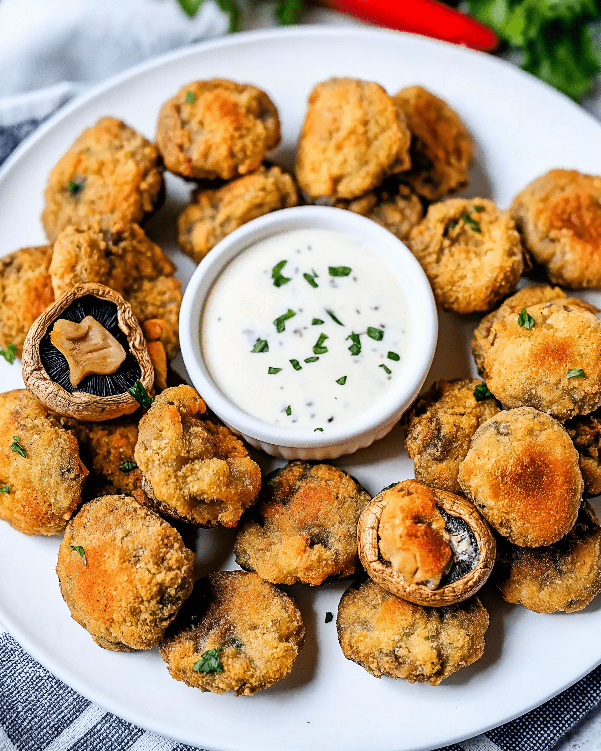 Fried Sliced Mushrooms with Ranch