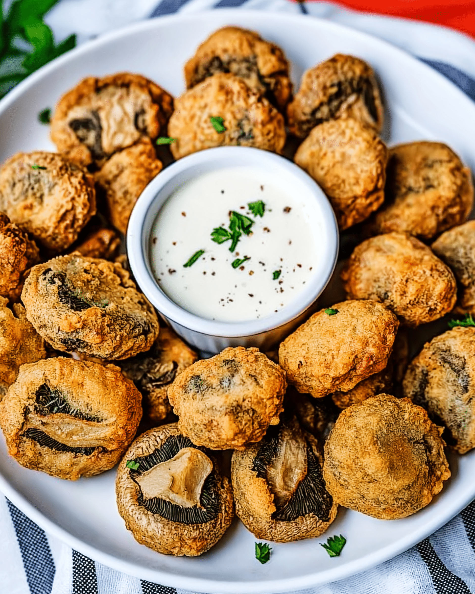 Fried Sliced Mushrooms with Ranch