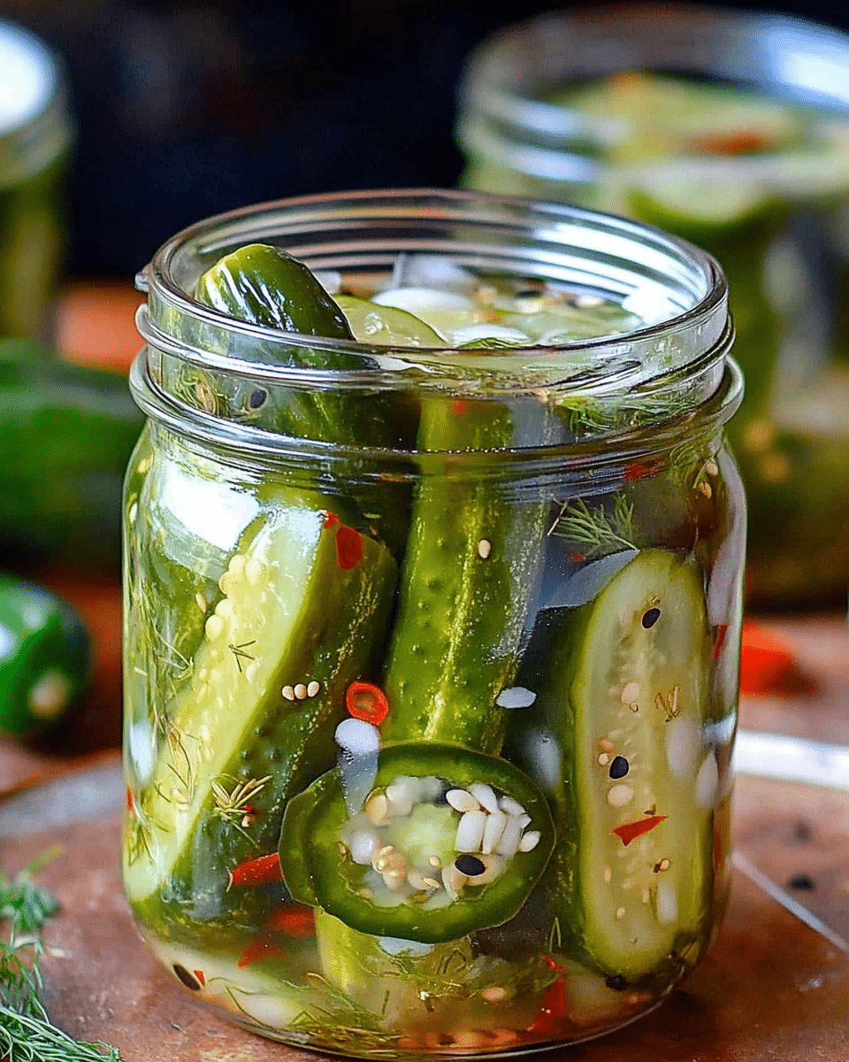 Garlic Jalapeno Dill Refrigerator Pickles