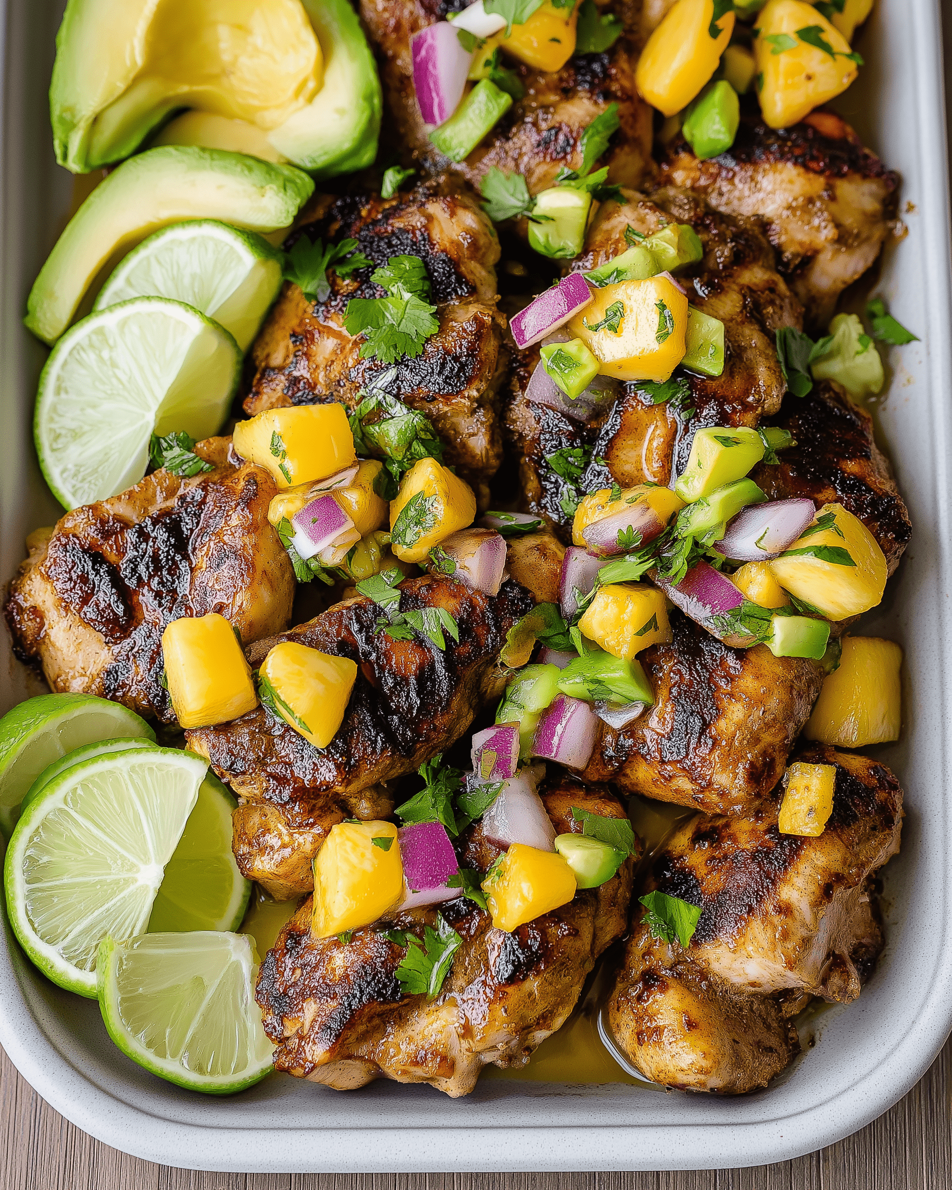 Grilled Jerk Chicken with Mango Avocado Salsa