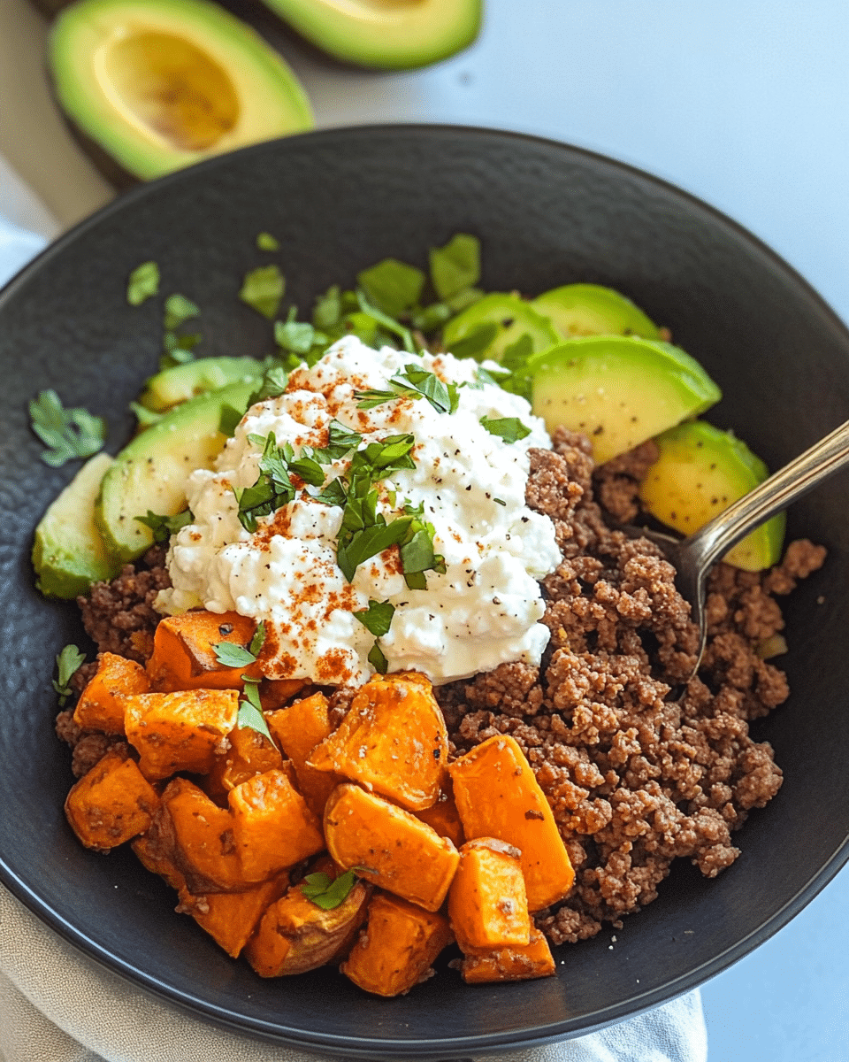 Ground Beef Cottage Cheese Bowl