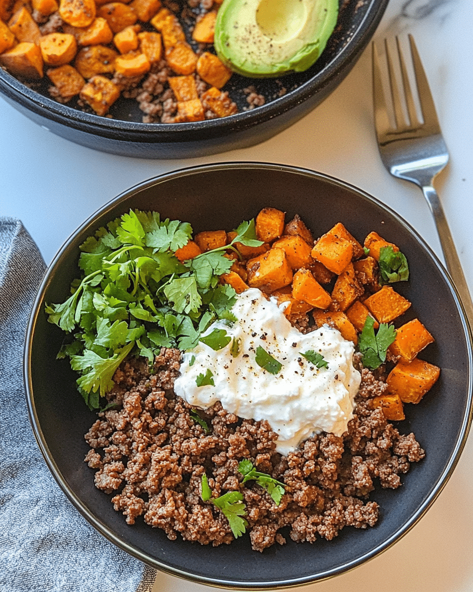Ground Beef Cottage Cheese Bowl