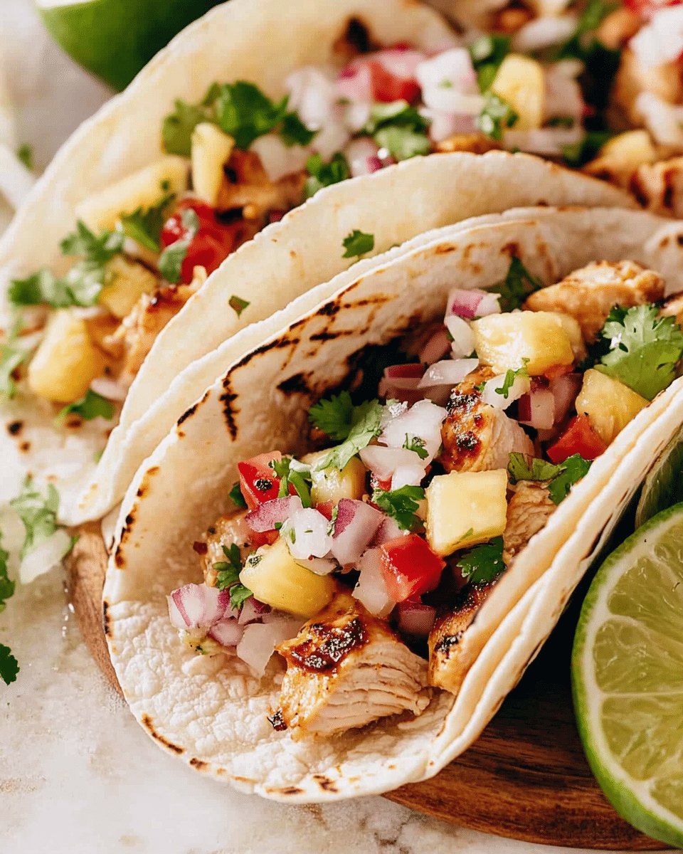 Honey Lime Chicken Street Tacos with Charred Pineapple Salsa