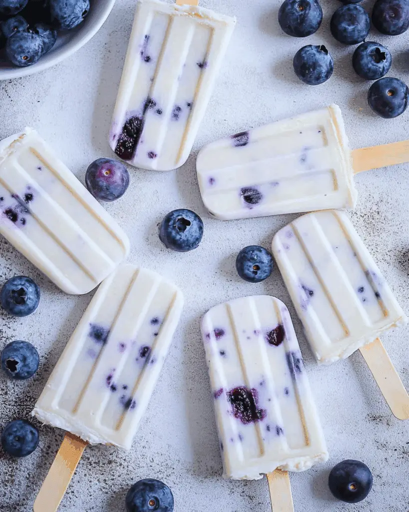 Keto Protein Blueberry Cheesecake Popsicles