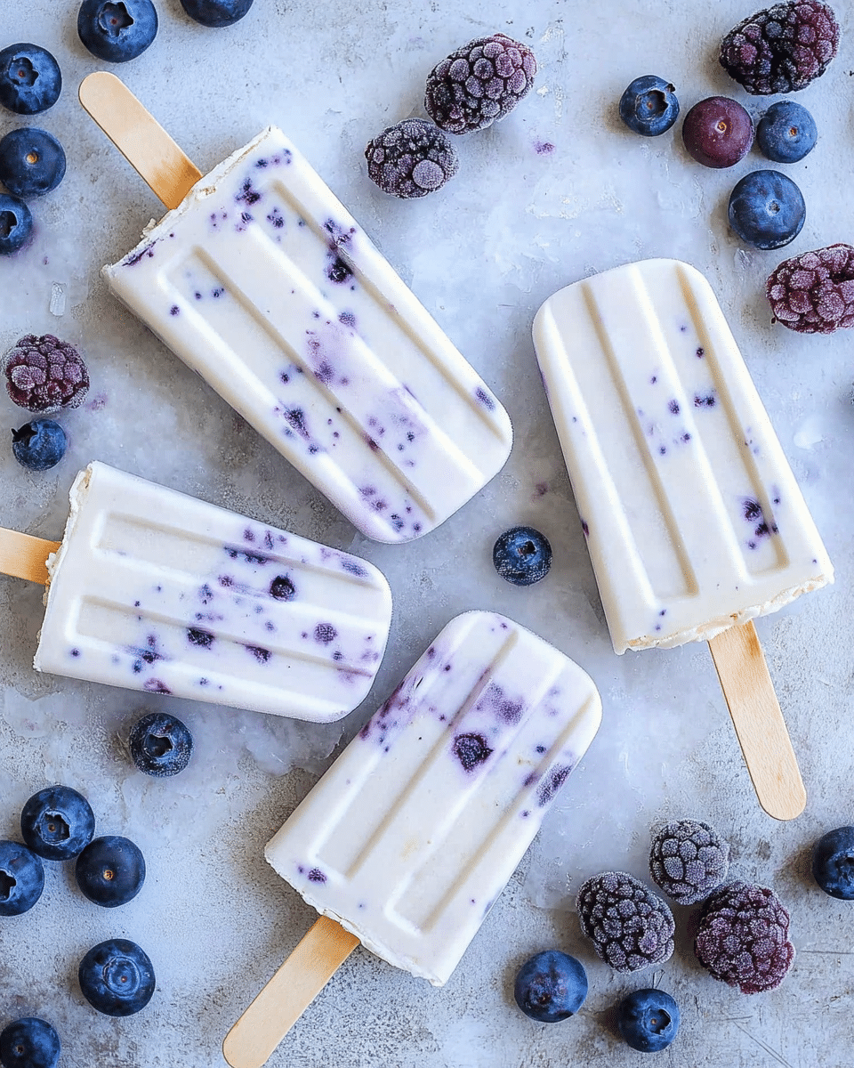 Keto Protein Blueberry Cheesecake Popsicles