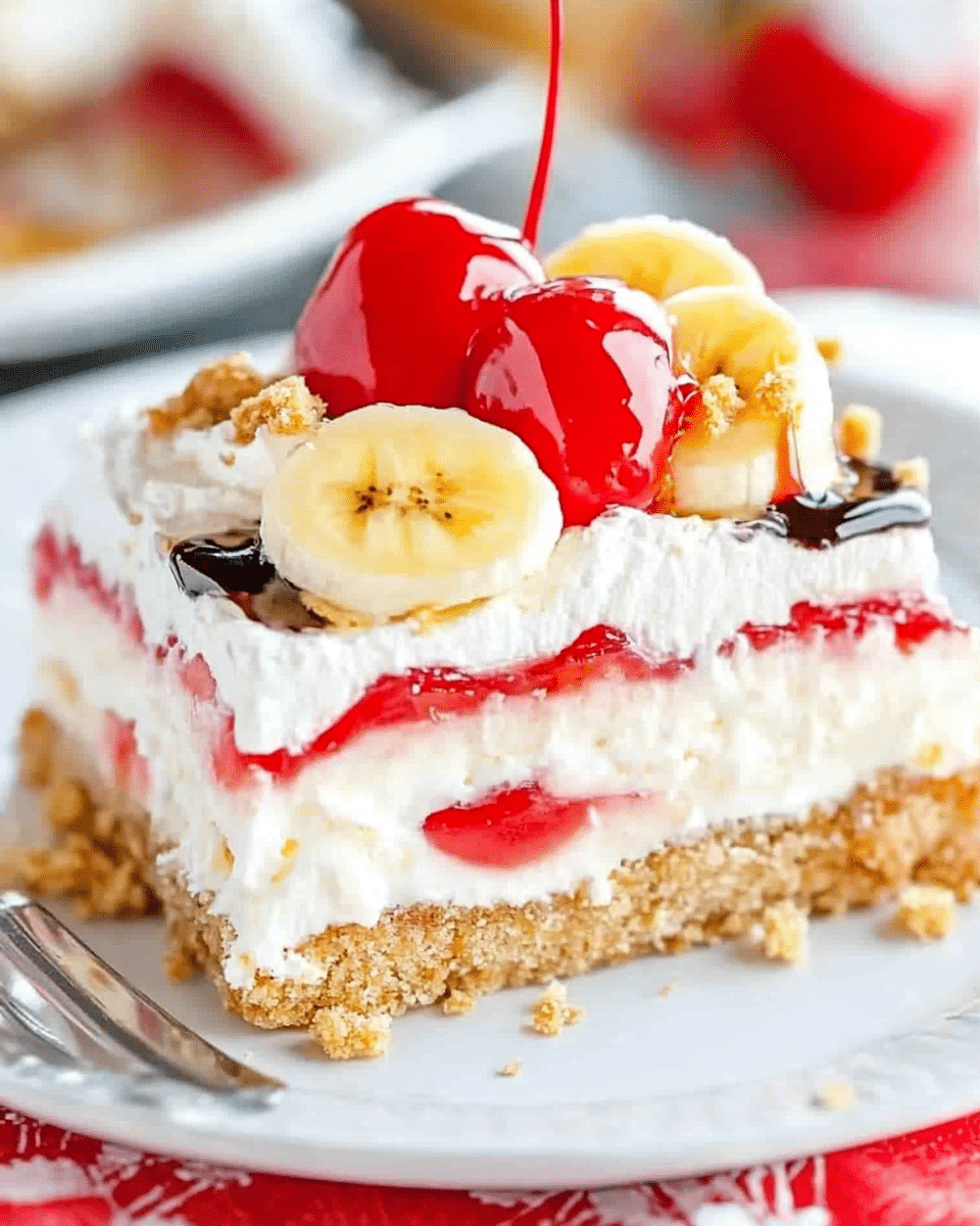 Layered No-Bake Banana Split Cake