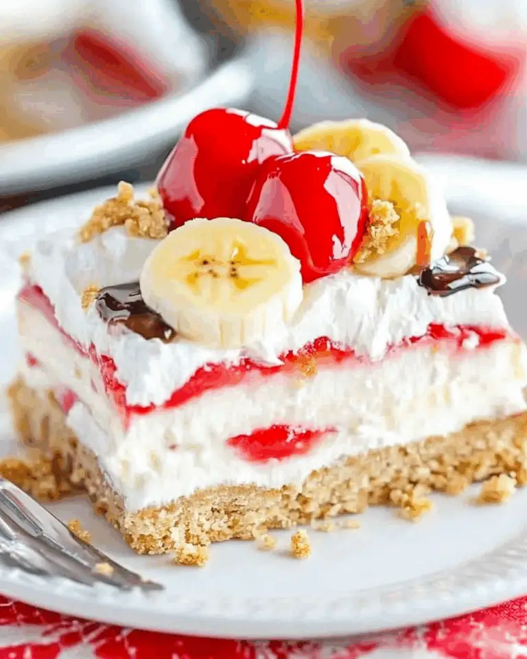 Layered No-Bake Banana Split Cake