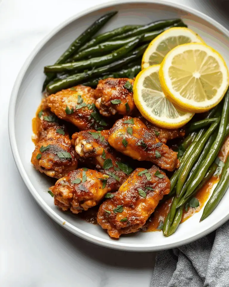 Lemon Garlic Butter Chicken Wings and Green Beans Skillet