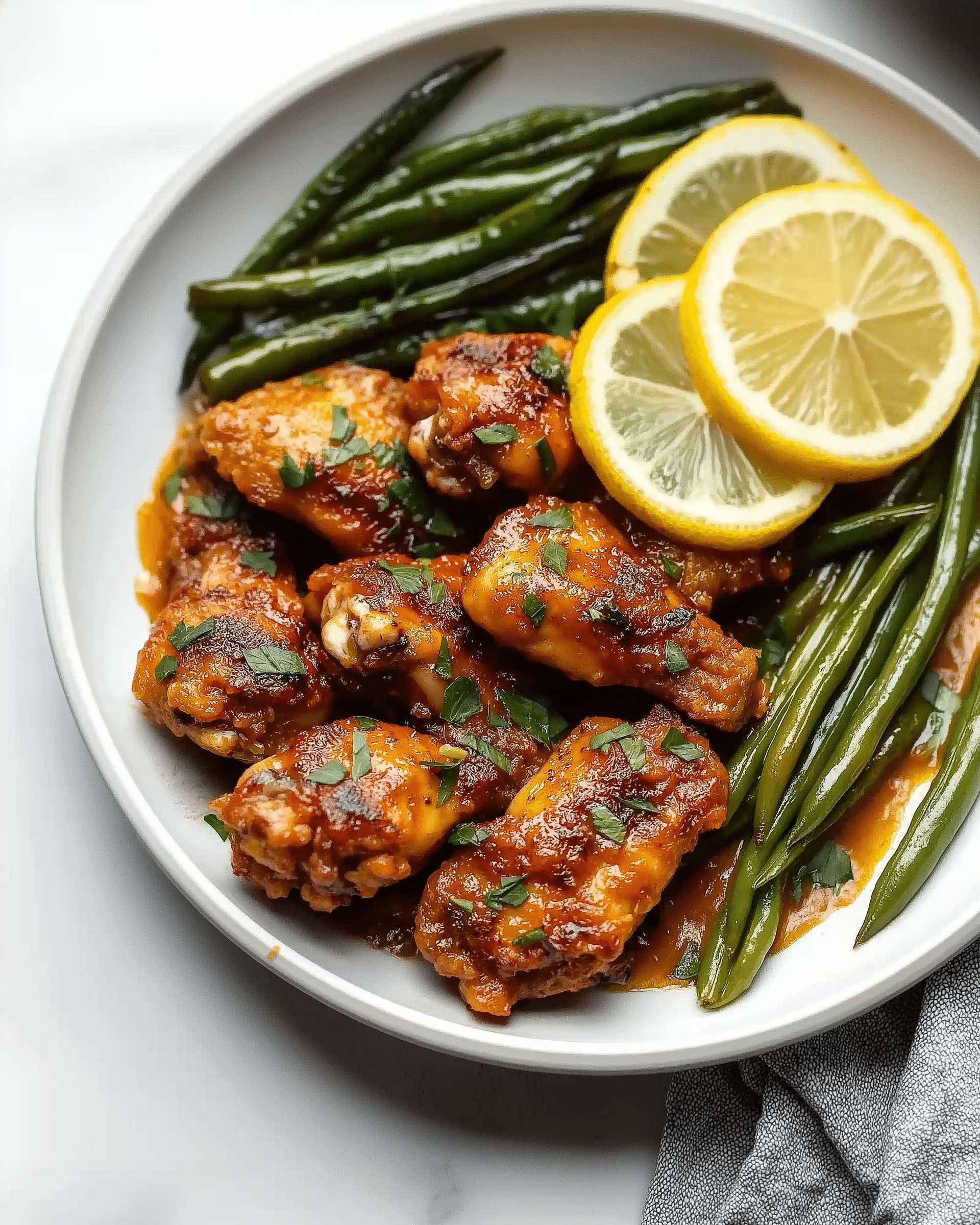 Lemon Garlic Butter Chicken Wings and Green Beans Skillet