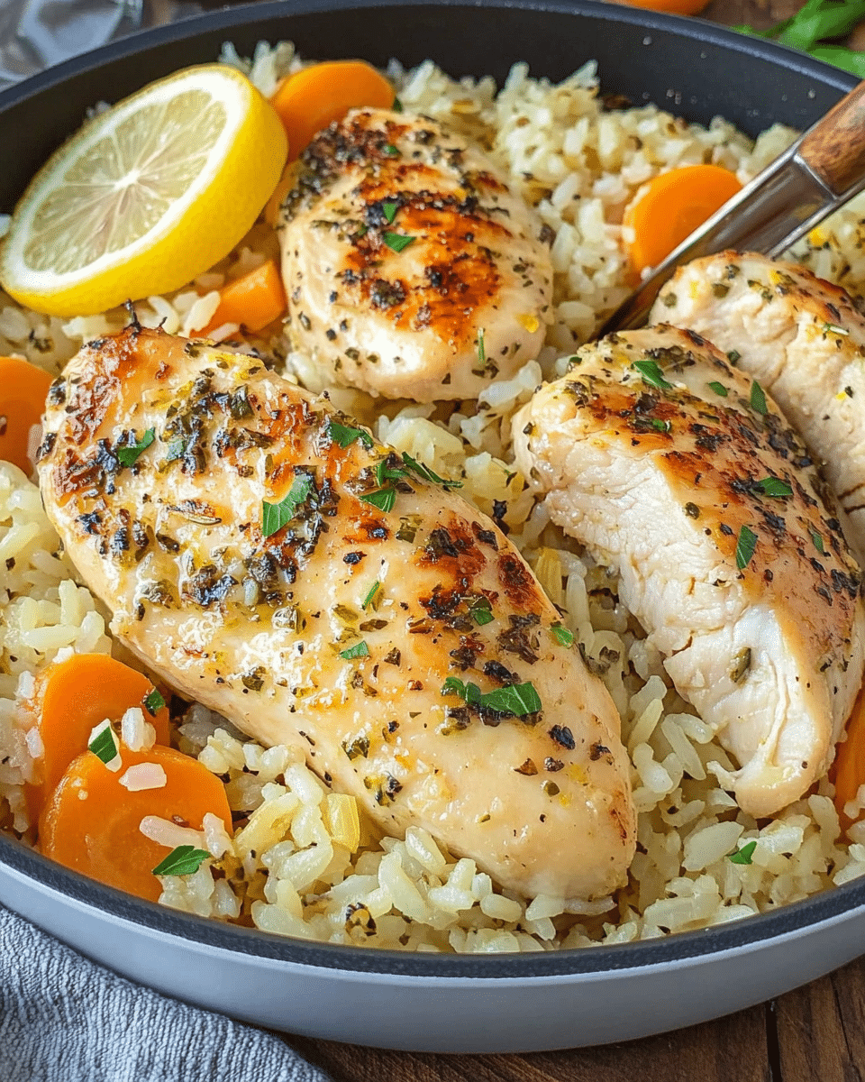 Lemon Herb Chicken Breasts with Rice Pilaf