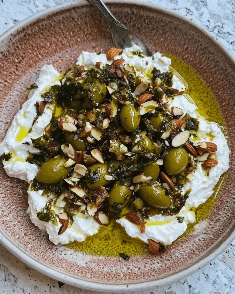 Ricotta With Crushed Olives, Almonds & Lemon