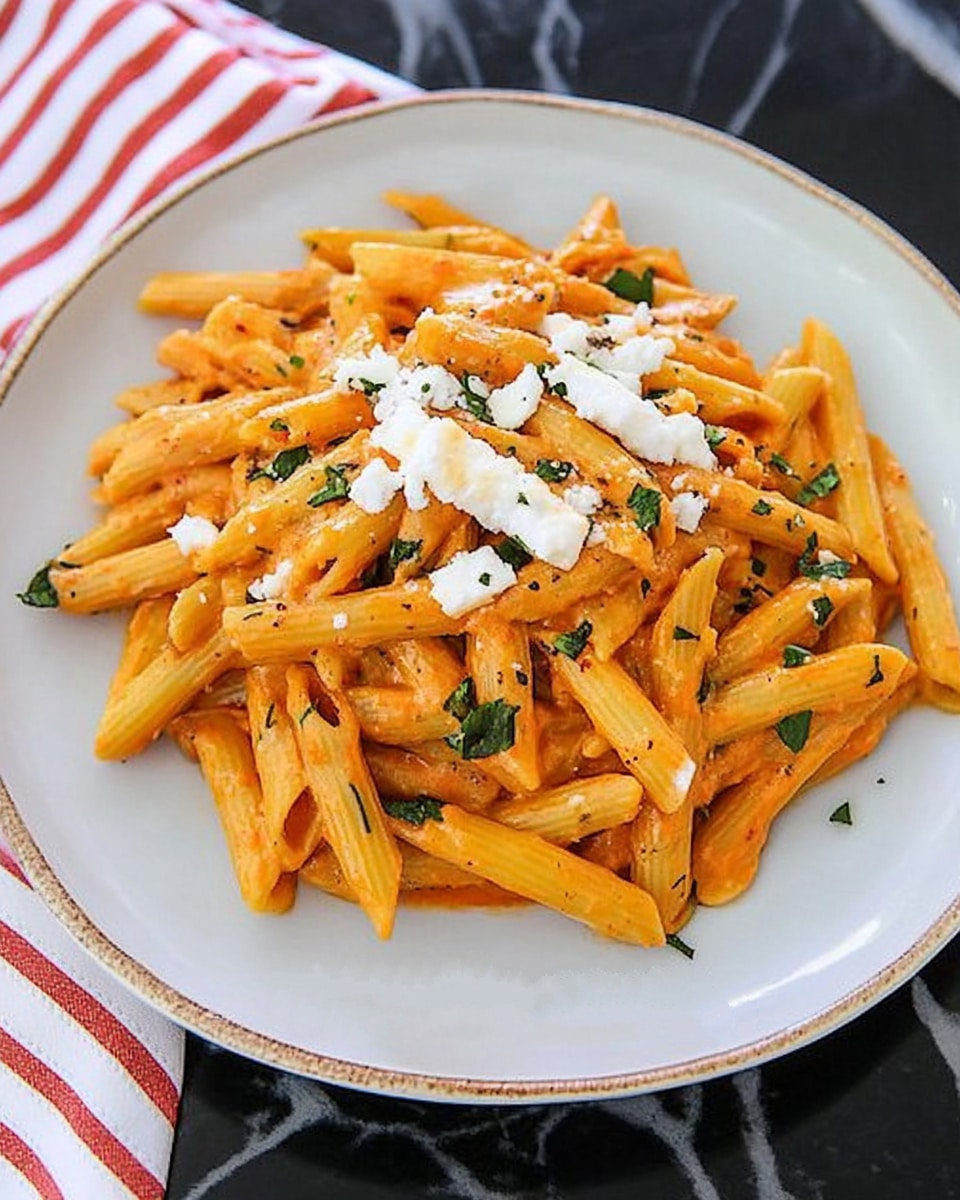 Roasted Red Pepper Pasta with Goat Cheese
