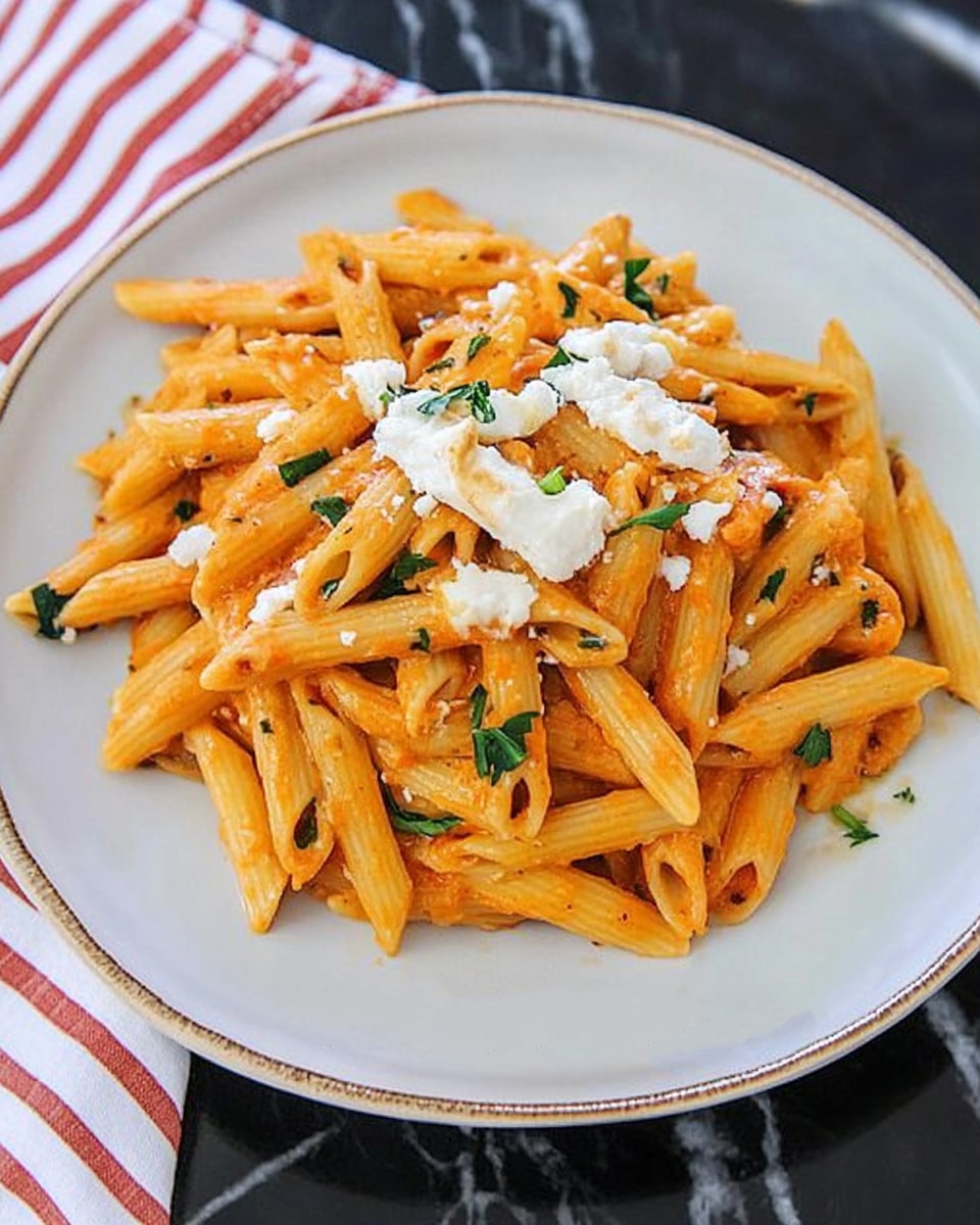 Roasted Red Pepper Pasta with Goat Cheese