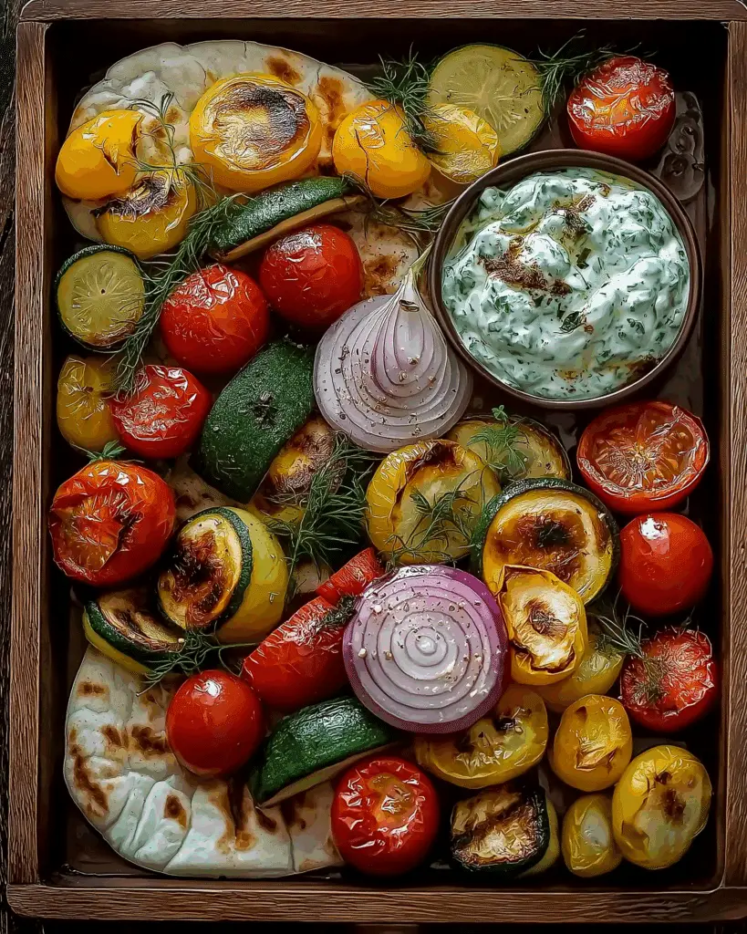 Sheet-Pan Roasted Veggies with Tzatziki & Pita