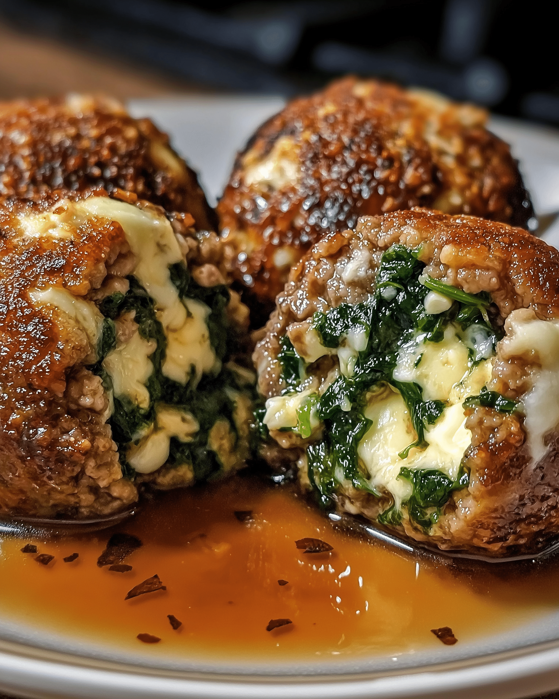 Spinach Garlic Mozzarella Meatballs