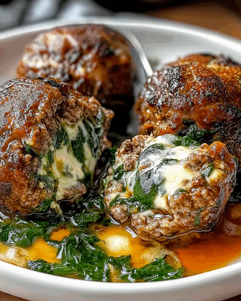 Spinach Garlic Mozzarella Meatballs