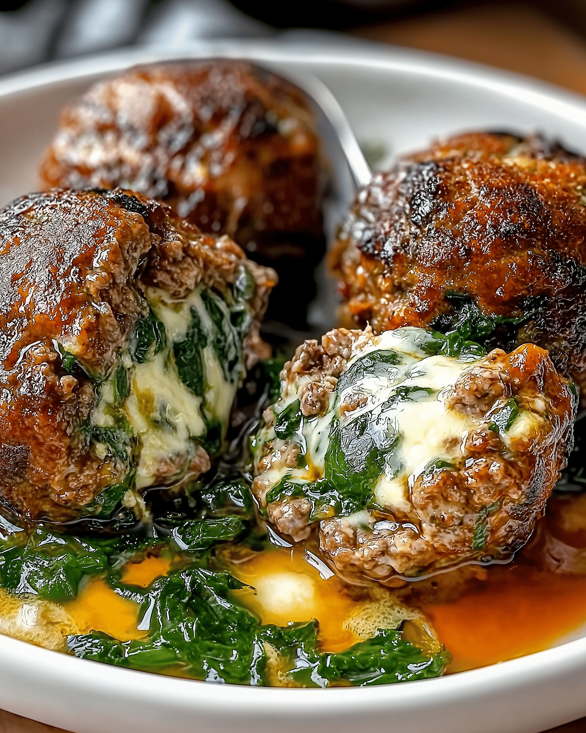 Spinach Garlic Mozzarella Meatballs