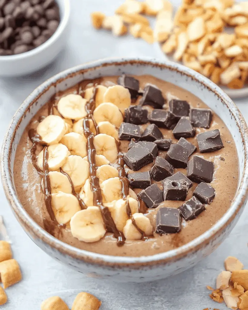 Thick and Creamy Snickers Smoothie Bowl