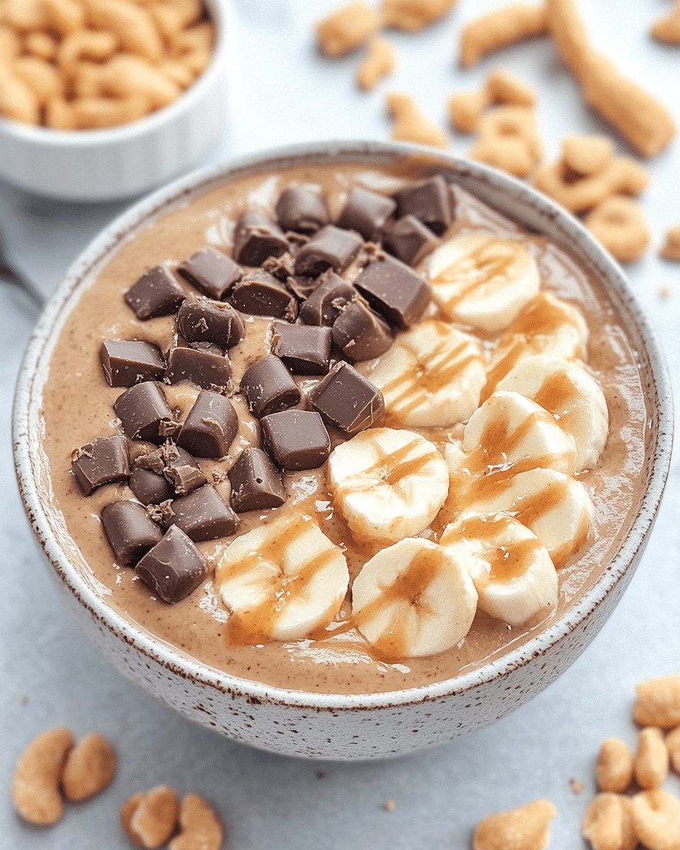 Thick and Creamy Snickers Smoothie Bowl
