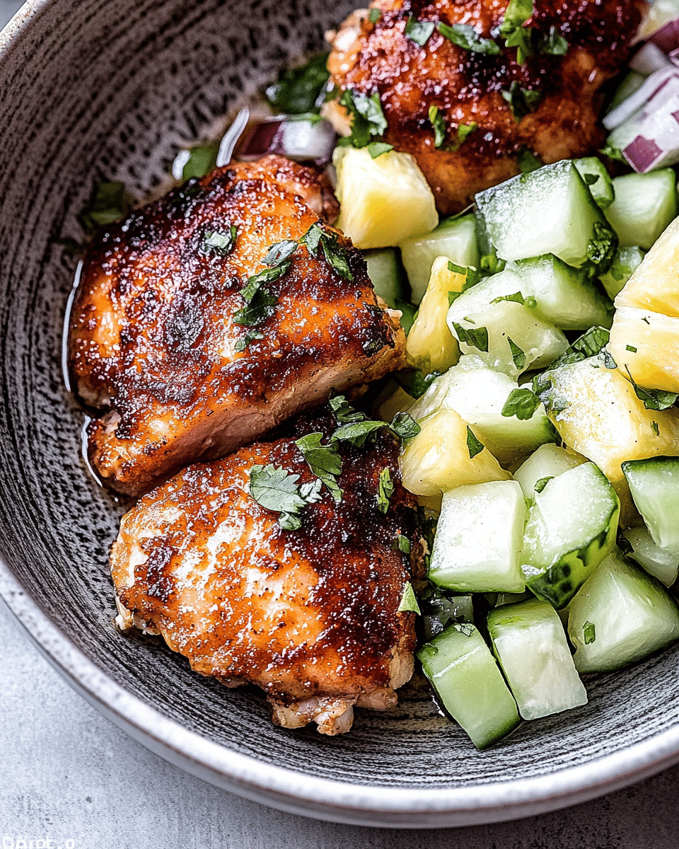 Thighs with Pineapple Cucumber Salad