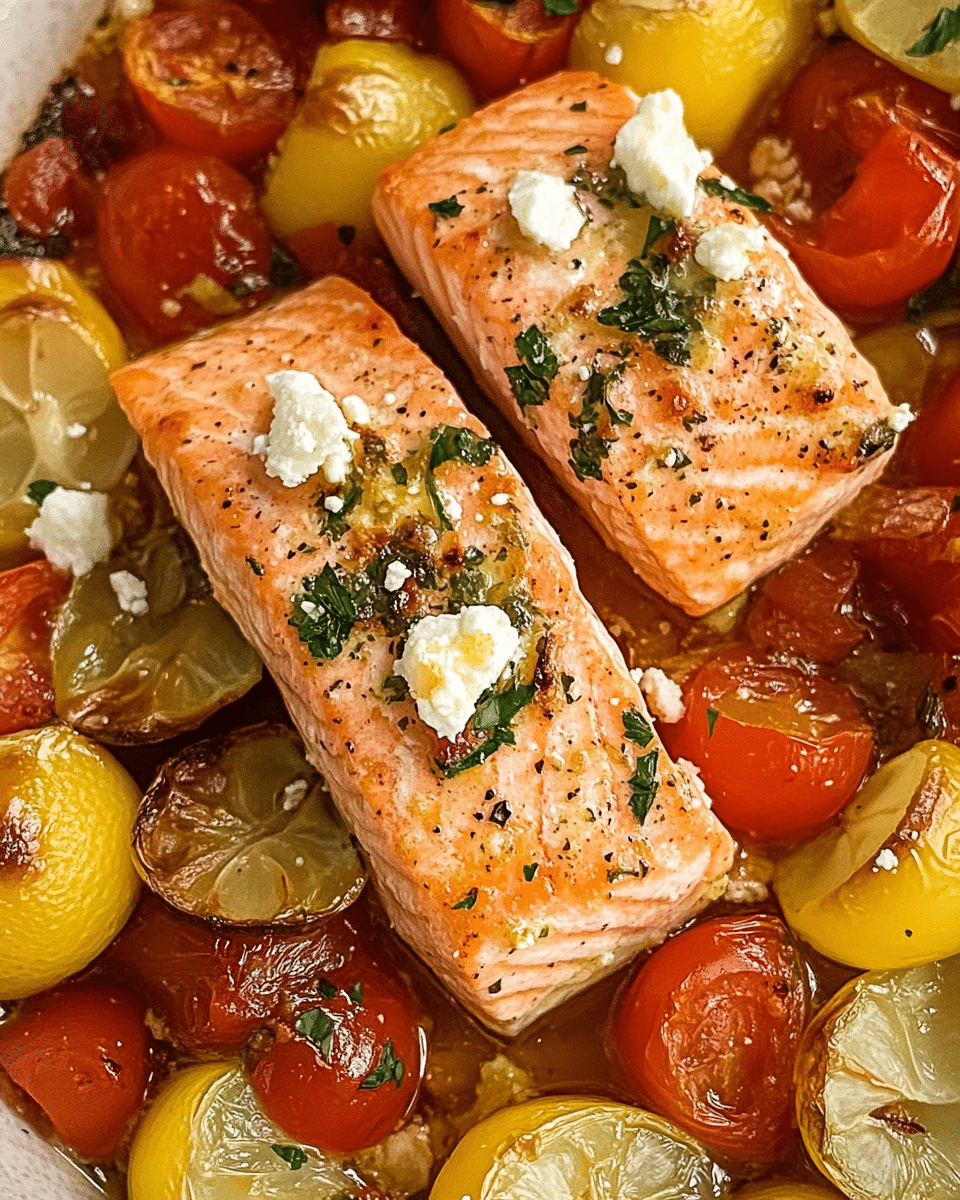Sheet Pan Baked Feta Salmon and Veggies