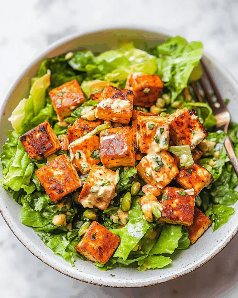 Buffalo Tofu Salad with Creamy Hemp Ranch