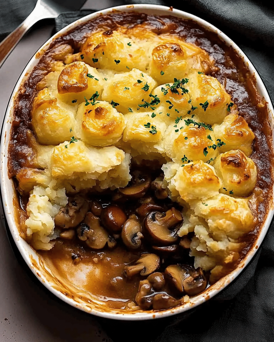 Chicken Mushroom Pie with Duchess Potato Lid