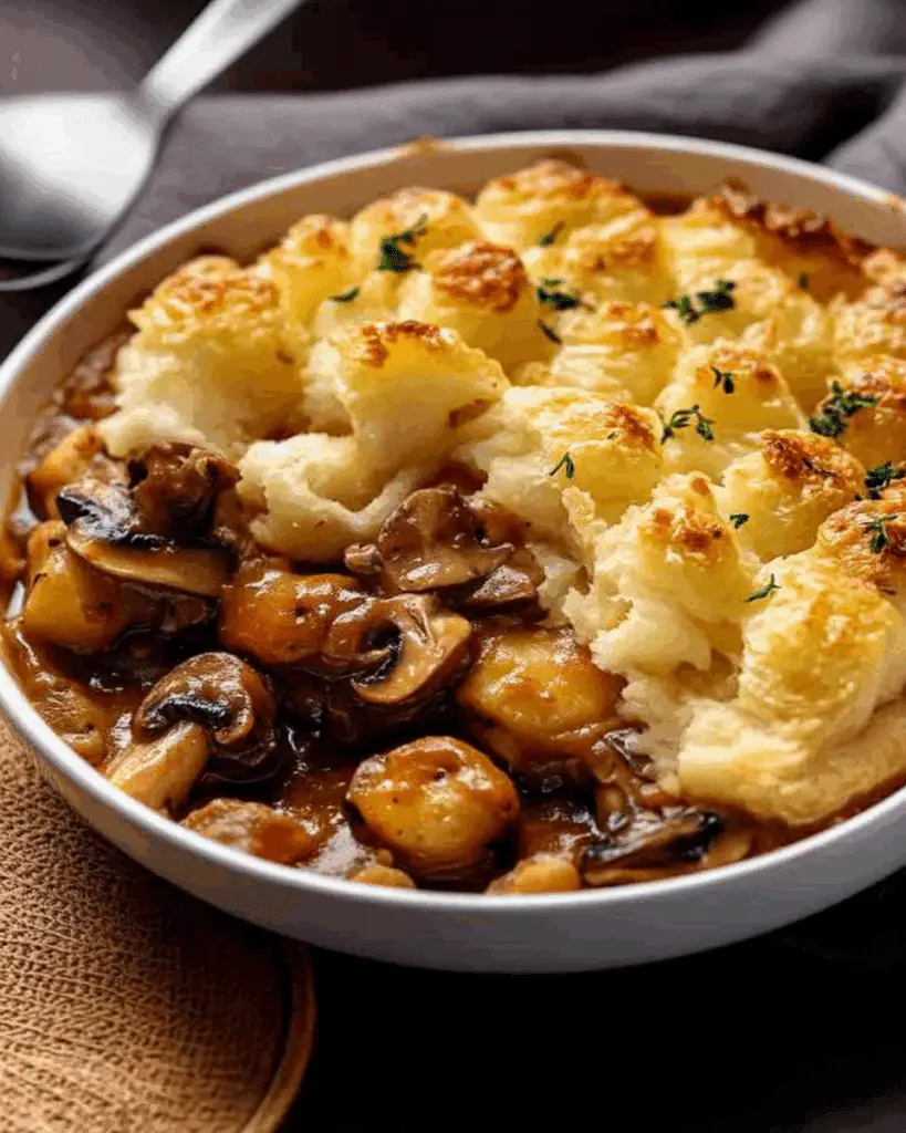 Chicken Mushroom Pie with Duchess Potato Lid