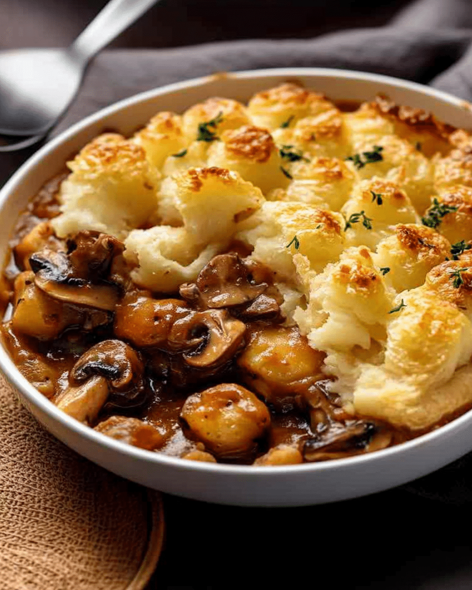 Chicken Mushroom Pie with Duchess Potato Lid