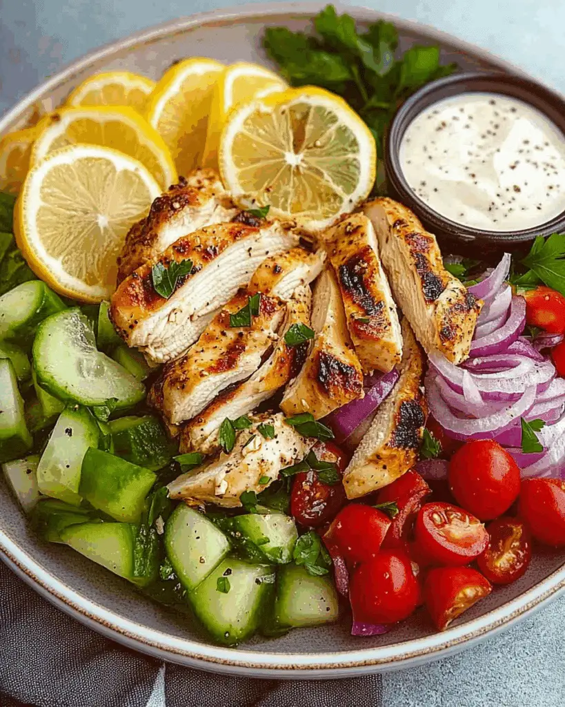 Greek Lemon Garlic Chicken Salad