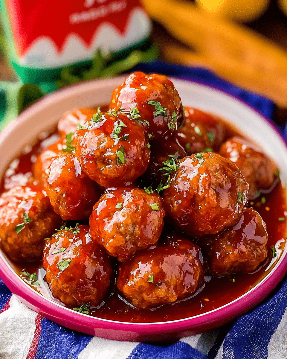 Raspberry Red Pepper Jelly Meatballs