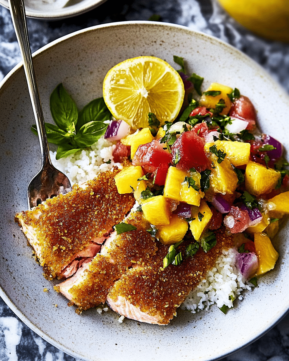 Parmesan Crusted Salmon with Mango Salsa
