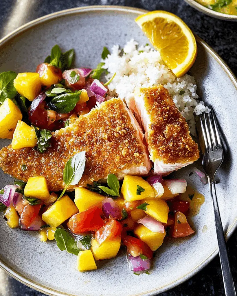 Parmesan Crusted Salmon with Mango Salsa